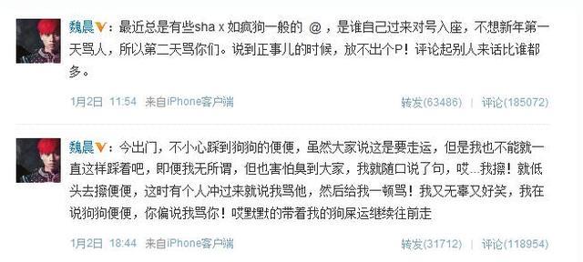 陈乔恩领衔微博爆粗撕网友的明星