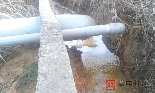 矿场通过管道直接向水渠排放污水。